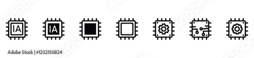 AI Processor vector icon for websites and mobile minimalistic flat design. Mini AI CPU icon in flat style. Mobile AI CPU. EPS 10. icon set