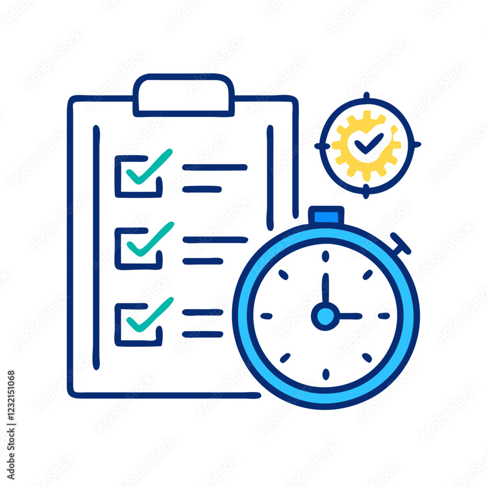 Time Management concept with Clock and Checklist Time Management concept with Clock and Checklist