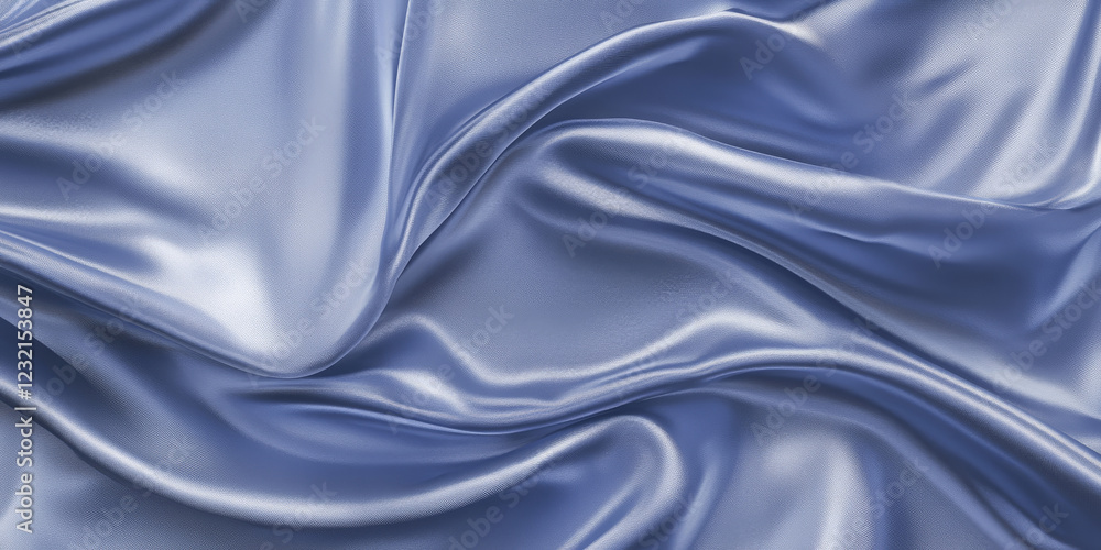 Fototapeta premium Frosty silver-blue textures wallpaper featuring smooth silk waves. The cool metallic tones create a sleek and modern high-definition design.