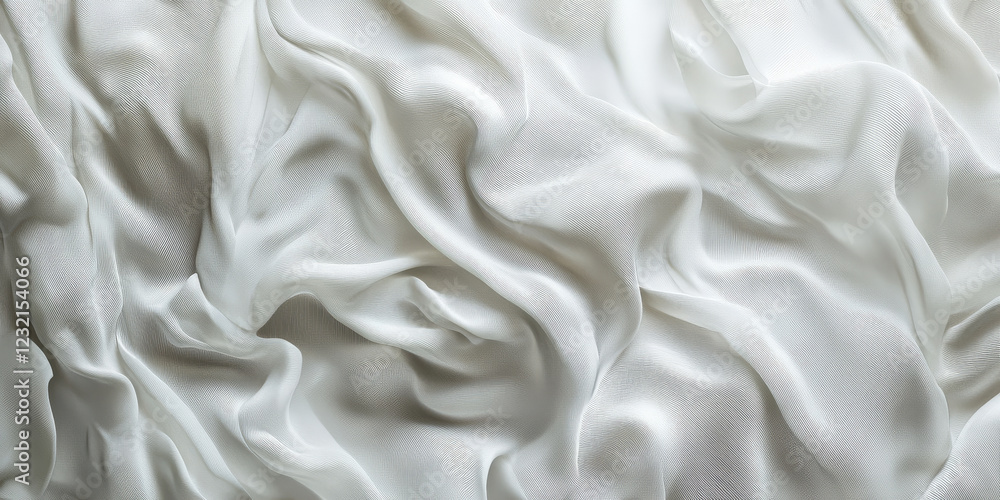 Obraz premium White textures wallpaper featuring abstract silk waves. Smooth and flowing patterns create a modern, minimalist aesthetic, ideal for clean and elegant backdrops in 4K resolution.