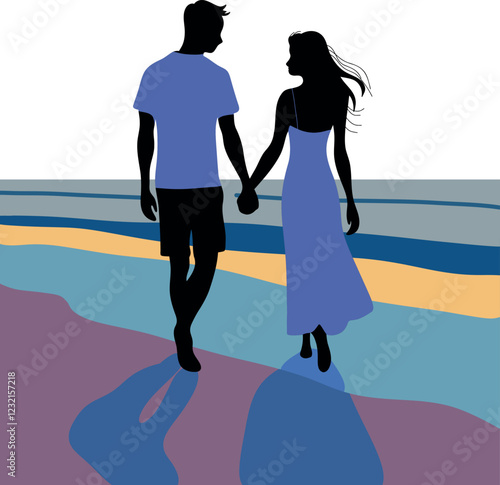 silhouette of a couple on the beach