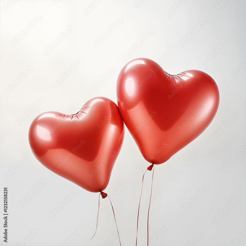 Two pink heart shaped balloons. Made by AI, Artificial intelligence. Generated image Two pink heart shaped balloons. Made by AI, Artificial intelligence. Generated image