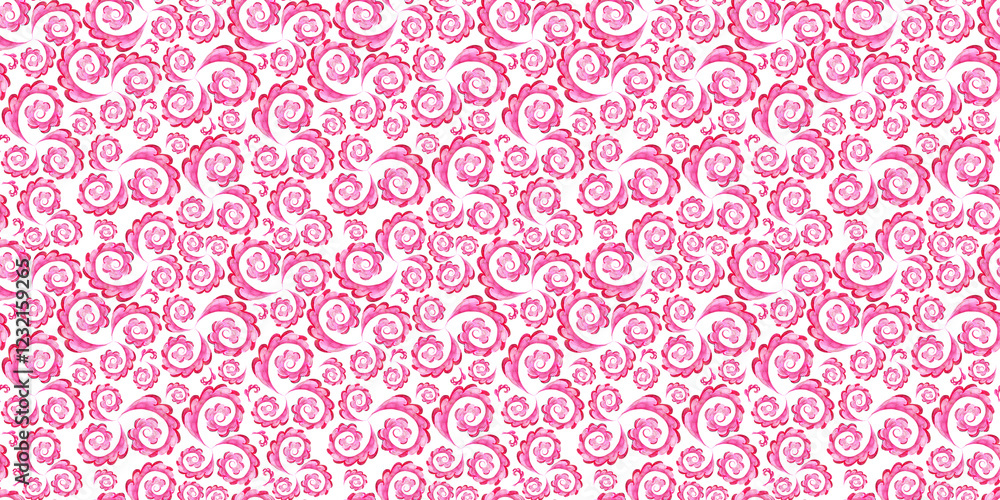 Watercolor seamless pattern with stylized pink and gold abstract acanthus leaves Watercolor seamless pattern with stylized pink and gold abstract acanthus leaves