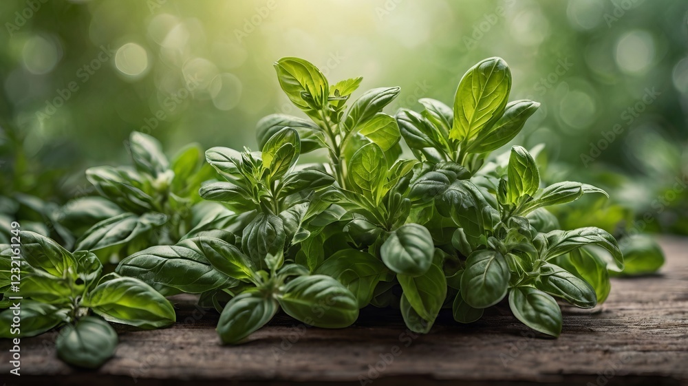 Obraz premium Soft Abstract Background with Fresh Green Herbs and Gentle Light – Tranquil Natural Vibes