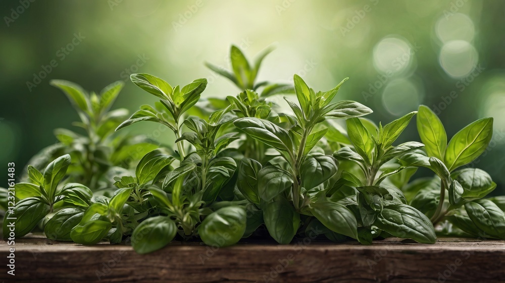 Soft Abstract Background with Fresh Green Herbs and Gentle Light – Tranquil Natural Vibes