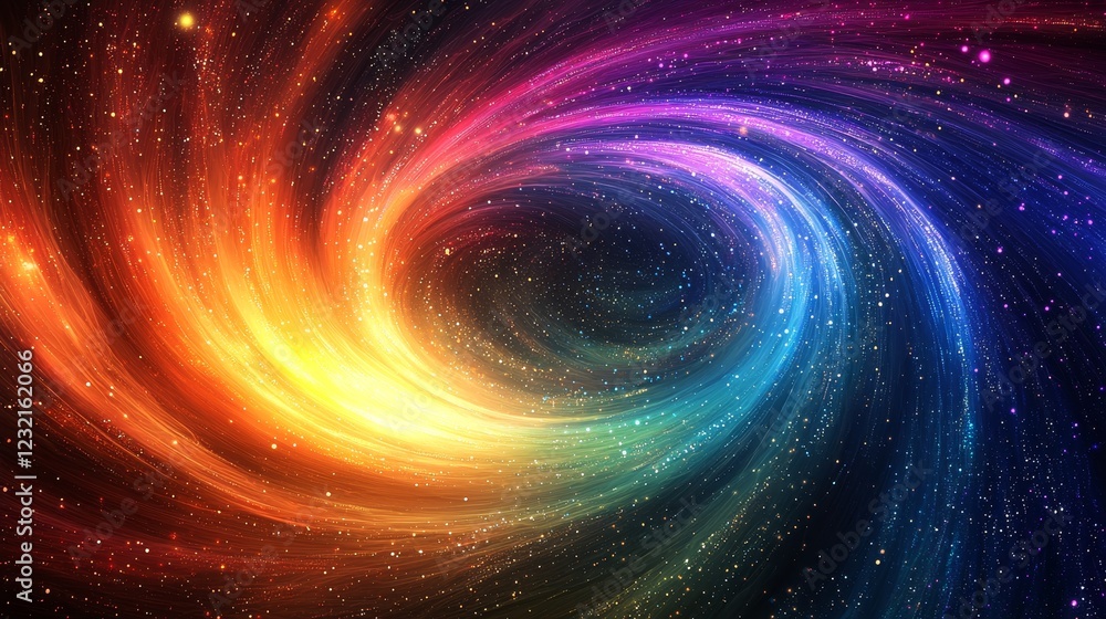 Obraz premium Whirlwind of Colorful Lights Cascading Through a Cosmic Space Background