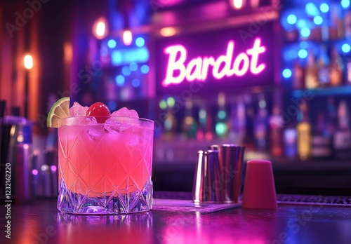 Pink Cocktail at Bardot Bar: A Night of Vibrant Drinks photo