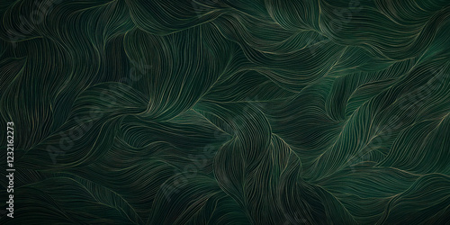 Abstract organic lines in deep forest green, intertwining and flowing across the background. The textured, natural pattern evokes a serene, earthy vibe, perfect for nature-inspired wallpaper.