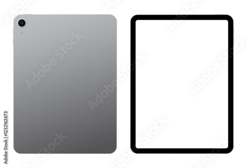 Apple iPad Pro Realistic Tablet PC Device Front Back Mockup Vector Template. Modern Advertisement Showcase Technology Layout Illustration