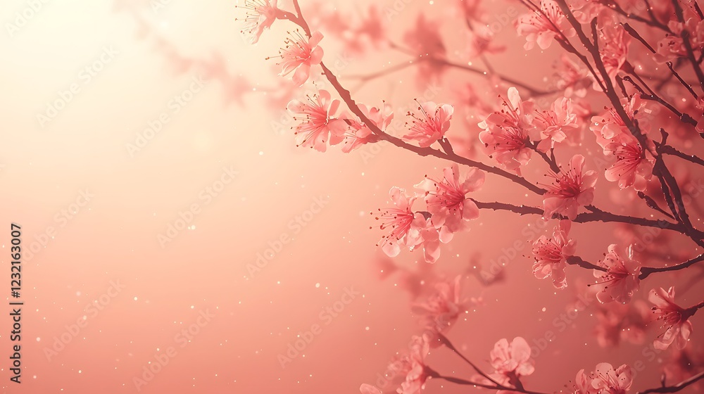 Blossoms of pink flowers illuminated by soft light during serene twilight. Generative AI Blossoms of pink flowers illuminated by soft light during serene twilight. Generative AI