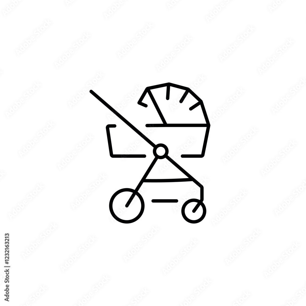 Baby stroller linear icon. Thin line customizable illustration. Contour symbol. Vector isolated outline drawing. Editable stroke Baby stroller linear icon. Thin line customizable illustration. Contour symbol. Vector isolated outline drawing. Editable stroke