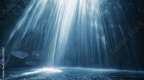 Brilliant Rays of Light Cascading Like Waterfall Through Lush Environment