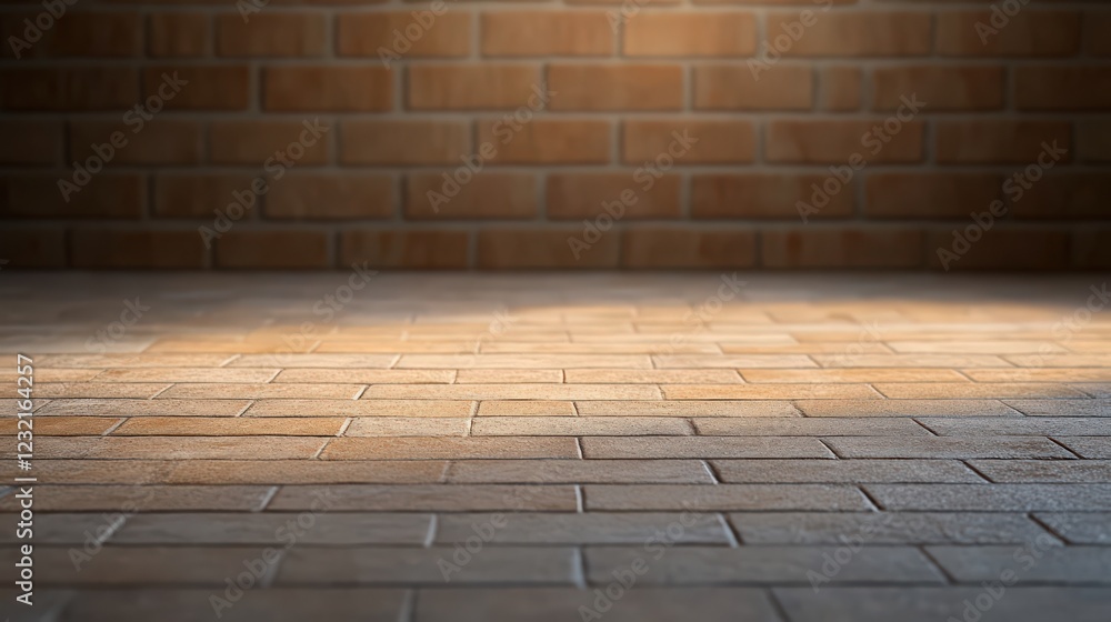Fototapeta premium A brick wall with a brick floor in front of it