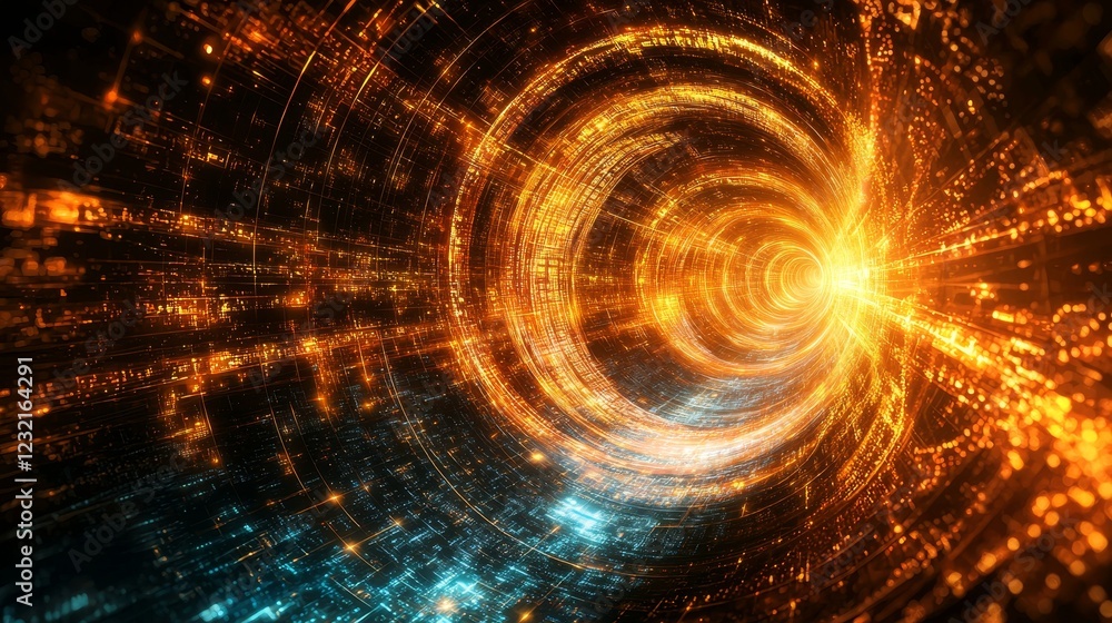 Obraz premium Pulsing Circular Patterns of Light in Dynamic Rhythm and Motion Effects