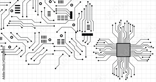 Circuit technology background with hi-tech digital data connection system and computer electronic design. Vector design Network and Connection concept.
