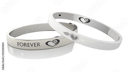 Matching bracelets with "Forever" engraving, on a white background, the perfect symbol of eternal love