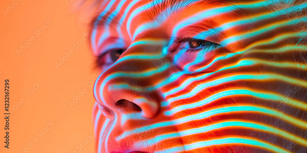 Human Face with Projected Striped Light Patterns Human Face with Projected Striped Light Patterns