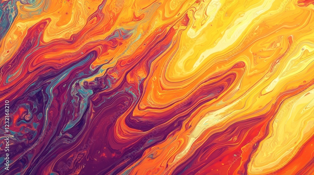 Obraz premium Colorful Fluid Patterns Creating Hypnotic Digital Visual Effects