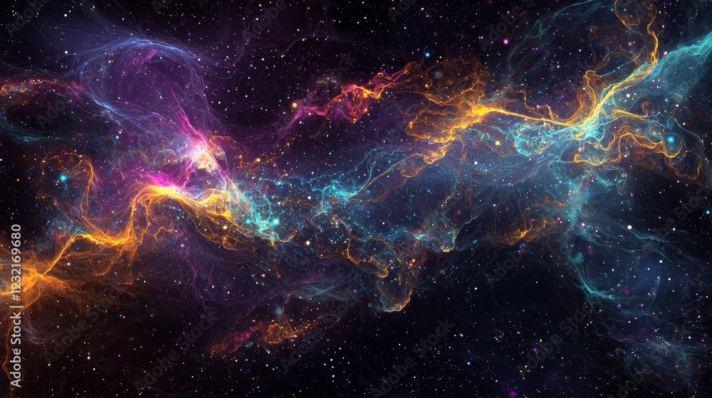 Fototapeta premium Intricate Paths of Glowing Lines Spreading Through the Cosmic Universe