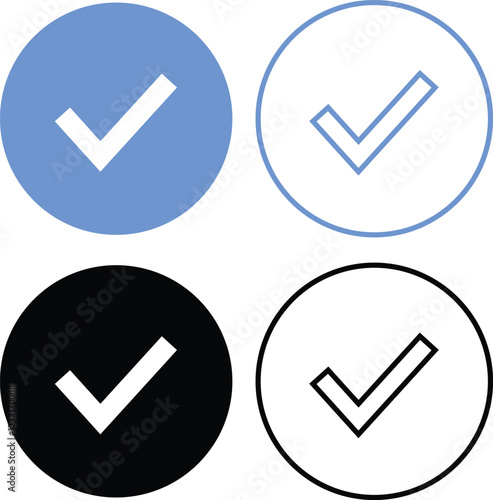 Verified tick badge icon set isolated on transparent background. Social media official account tick symbol collection. Abstract Modern Verification signs design vector 