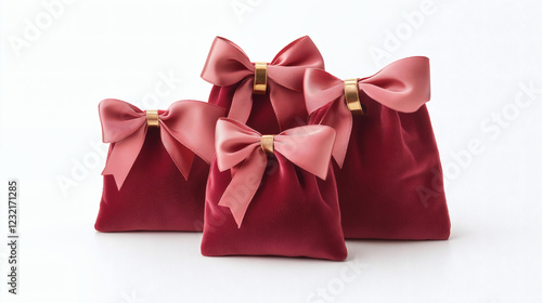 Luxury Red Velvet Gift Bag with Gold Handles photo