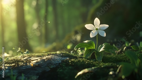 Beautiful little spring flower in the forest. (Anemonoides nemorosa) Spring time in nature