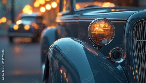 Wallpaper Mural Vintage Car in City at Dusk Torontodigital.ca