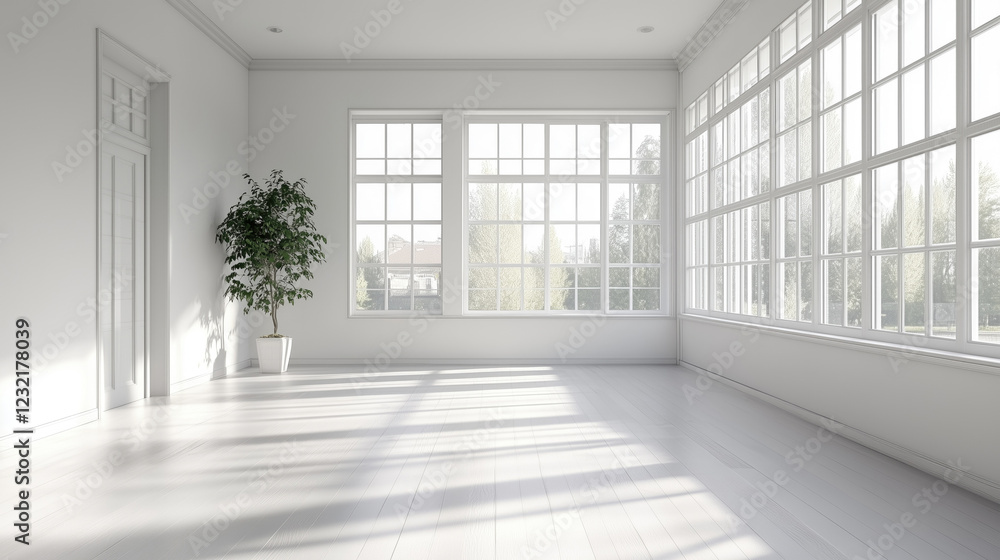 Empty apartments with white walls and big windows Empty apartments with white walls and big windows