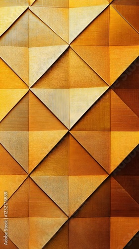Wallpaper Mural Golden Geometric Pattern: A captivating image featuring a luxurious, geometric pattern of golden triangles, creating a rich and textured visual experience. Torontodigital.ca