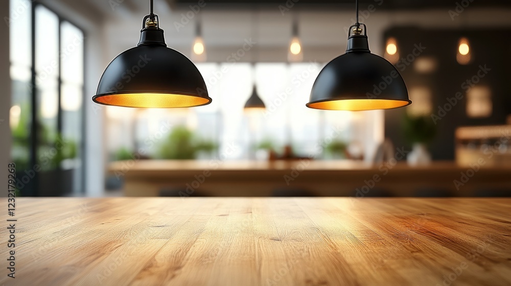 Obraz premium Experience the warm ambiance of a cozy hospitality space, featuring soft lighting on a rustic wood table Perfect for intimate gatherings, romantic dinners, or simply unwinding with a drink The