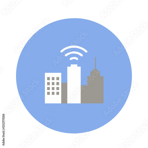 Smart City concept. Skyscraper with WiFi Signal