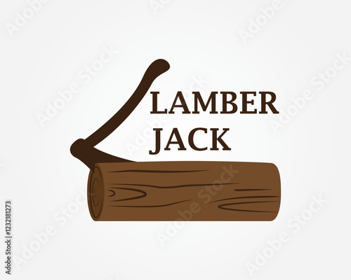 creative ax stuck in wood logo for lamberjack