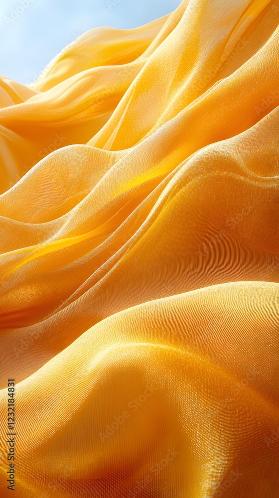 Obraz premium Golden Fabric Waves: A mesmerizing abstract image showcasing the flowing, golden folds of luxurious fabric, creating a sense of elegance and ethereal beauty.