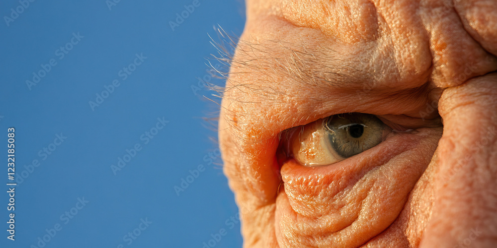 Close-up Photograph of an Elderly Person's Eye and Facial Skin Close-up Photograph of an Elderly Person's Eye and Facial Skin