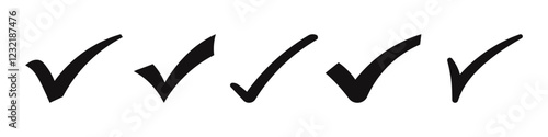 Check mark icons set. Quality and approval check symbol collection. Vector illustration.