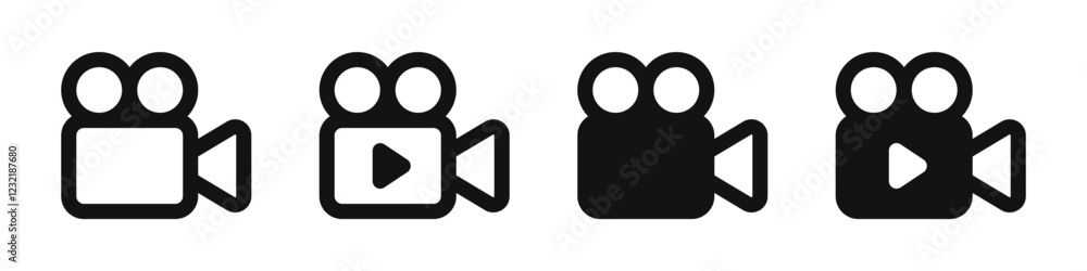 Video camera icons set. Movie symbol collection. Vector illustration. Video camera icons set. Movie symbol collection. Vector illustration.