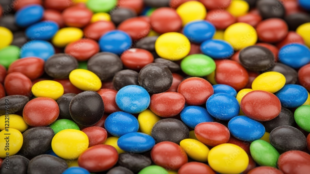 Colorful candy coated chocolate buttons, close-up, studio shot, food background, confectionery Colorful candy coated chocolate buttons, close-up, studio shot, food background, confectionery