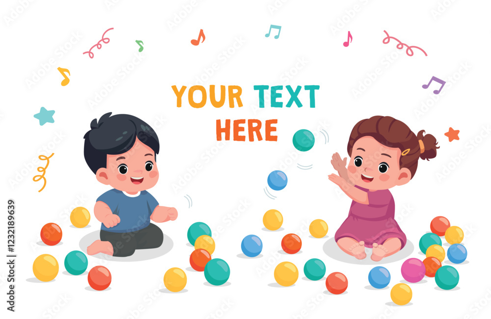 cute little kids babies boy and girl playing with colorful balls cute little kids babies boy and girl playing with colorful balls