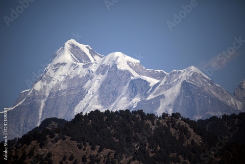 Snow Capped Trishul Mountain of the Himalayas