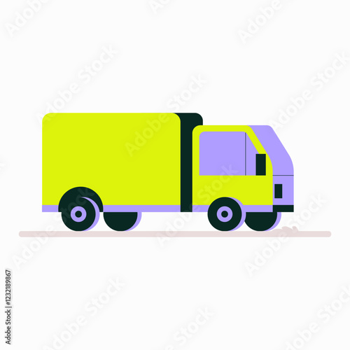 Delivery Truck In Flat Vector Illustration Symbolizing Logistics, Transportation, And Shipping, Isolated On White Background