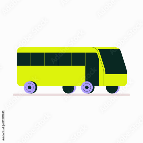 Modern City Bus In Flat Vector Illustration Symbolizing Public Transportation, Urban Mobility, And Commuting, Isolated On White Background