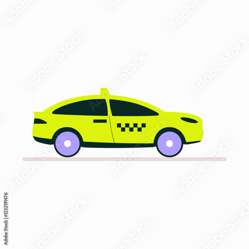 Yellow Taxi Car In Flat Vector Illustration Symbolizing Urban Transportation, City Mobility, And Ride Hailing Service, Isolated On White Background