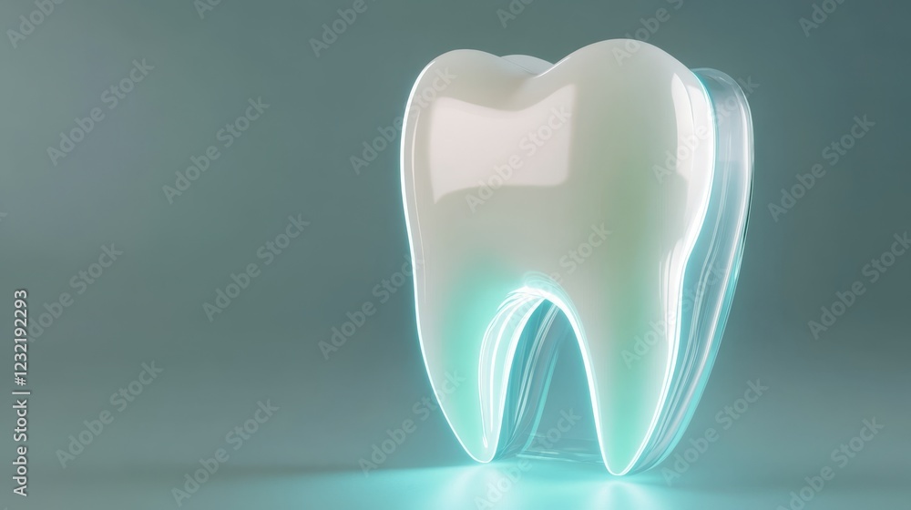 Shiny Tooth Model with Soft Glow on a Neutral Background Shiny Tooth Model with Soft Glow on a Neutral Background