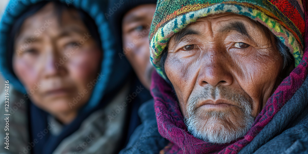 Fototapeta premium Portrait of Three Individuals in Winter Clothing