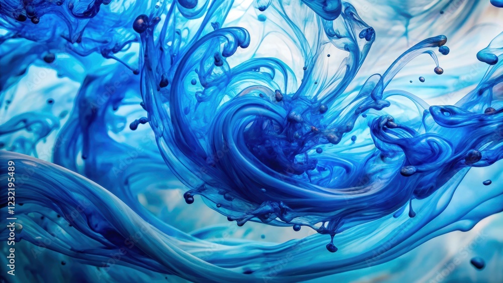 swirling blue liquid in water creates abstract pattern, colorful liquids, fluid motion swirling blue liquid in water creates abstract pattern, colorful liquids, fluid motion