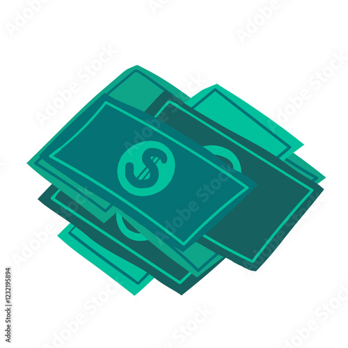 Money, finance, payment sign, icon, composition. Cute hand drawn doodle market, earning, deposit, currency, payment illustration with pile, stack of American dollars. Financial business background