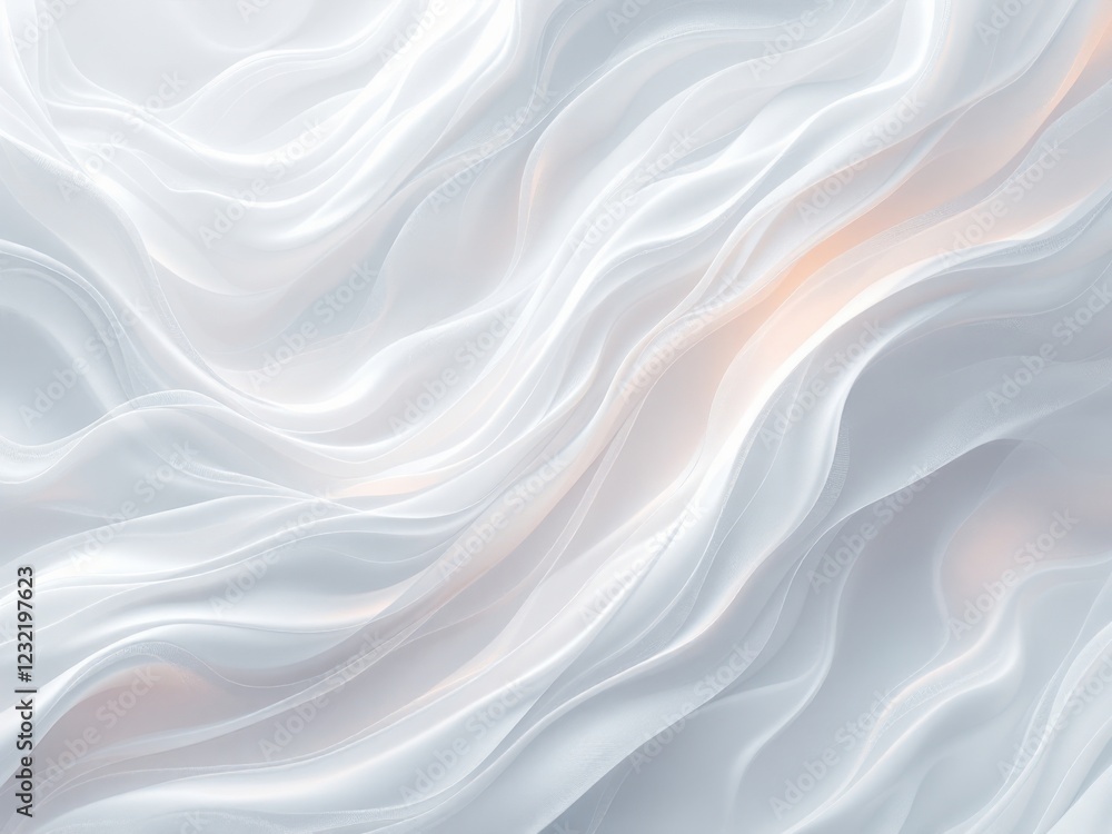 Obraz premium Fluid white fabric texture with soft waves and subtle lighting