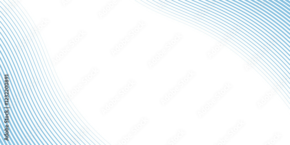 Fototapeta premium Abstract blue wave lines pattern on white background with space for your text modern background