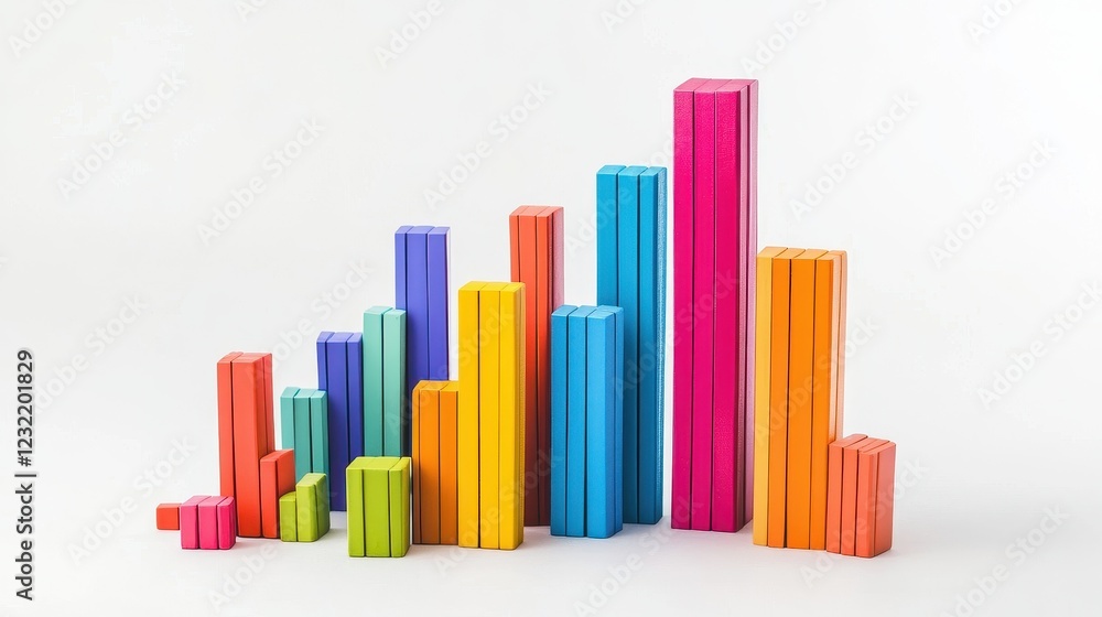 Financial bar graphs, success and growth concept, surreal style, isolated on white background. Financial bar graphs, success and growth concept, surreal style, isolated on white background.
