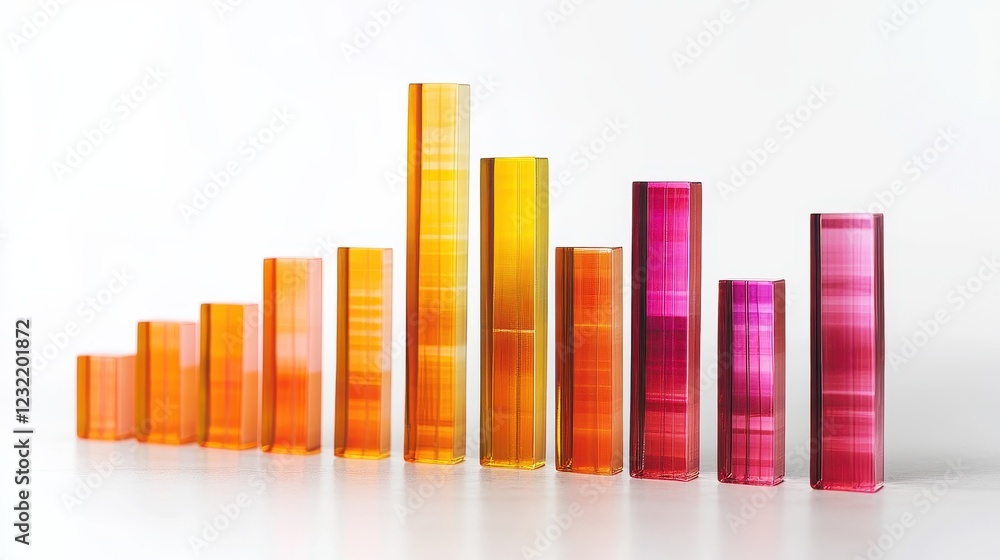 Financial bar graphs, success and growth concept, surreal style, isolated on white background. Financial bar graphs, success and growth concept, surreal style, isolated on white background.